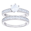 925 Sterling Silver Womens Cubic Zirconia Size-6 Round Center Stone Bridal Set Wedding Engagement Anniversary Band Ring