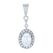 925 Sterling Silver Womens Oval Round Cubic-Zirconia Oval Fashion Charm Pendant 