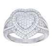 925 Sterling Silver Womens Cubic-Zirconia Heart Ring Size 9 - SLV-25509
