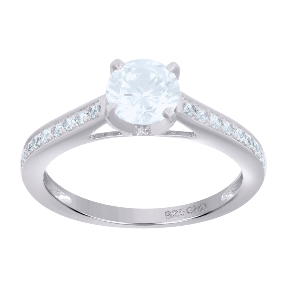925 Sterling Silver Womens Cubic Zirconia Size-7 Round Center Stone Bridal Wedding Anniversary Engagement Ring Band - SLV-25555