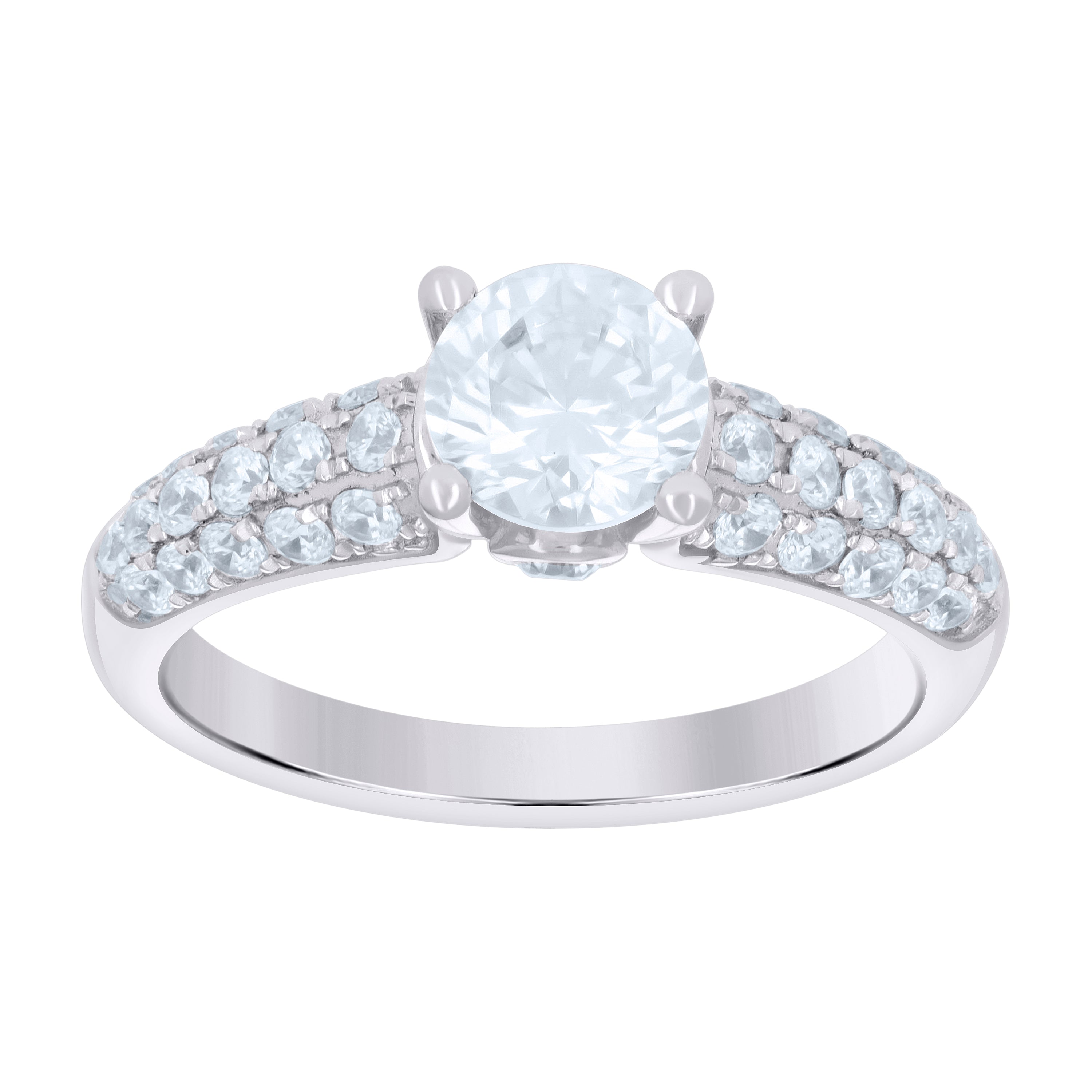 925 Sterling Silver Womens Cubic Zirconia Size-6 Round Center Stones Bridal Wedding Anniversary Engagement Ring Band