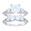 925 Sterling Silver Womens Cubic-Zirconia Duo Ring Set Size 7