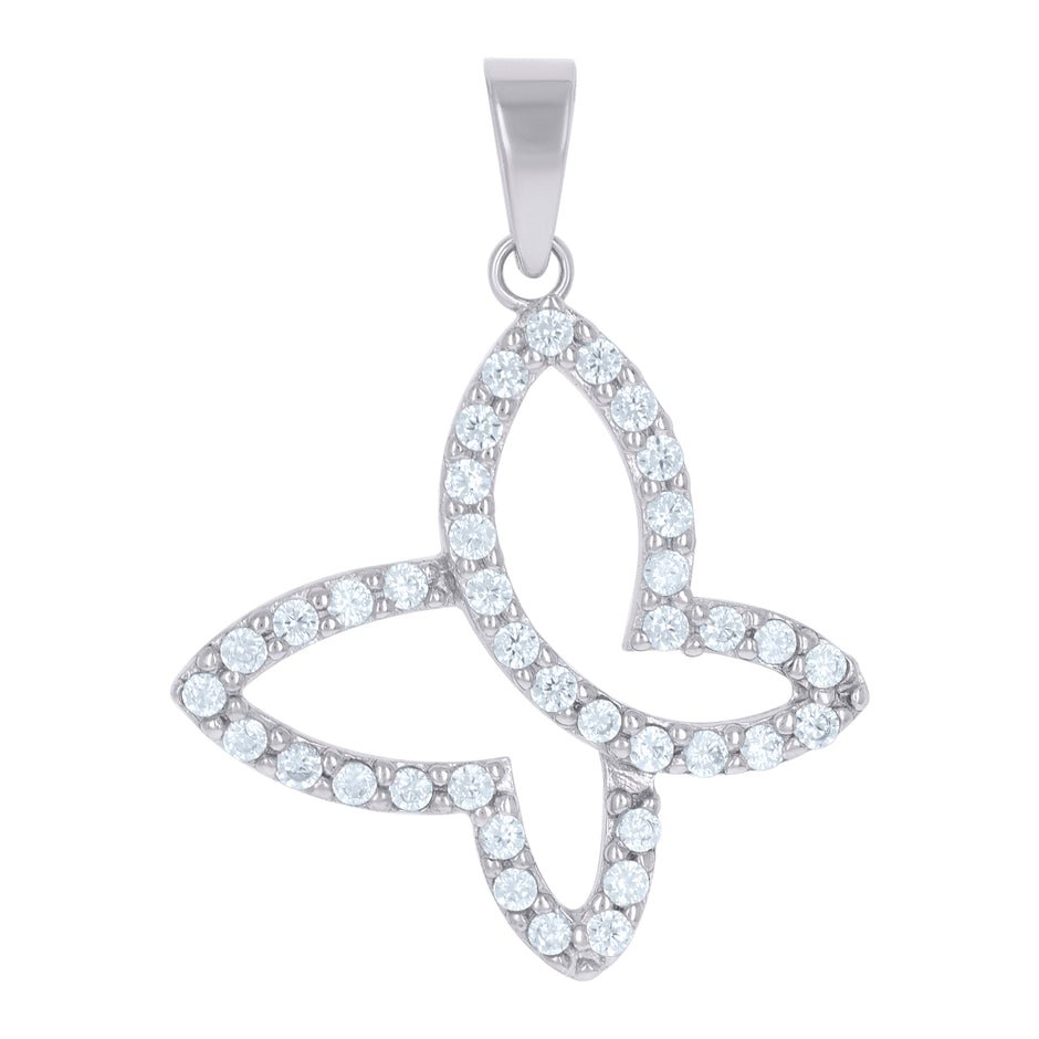 925 Sterling Silver Womens Cubic Zirconia Butterfly Charm Pendant