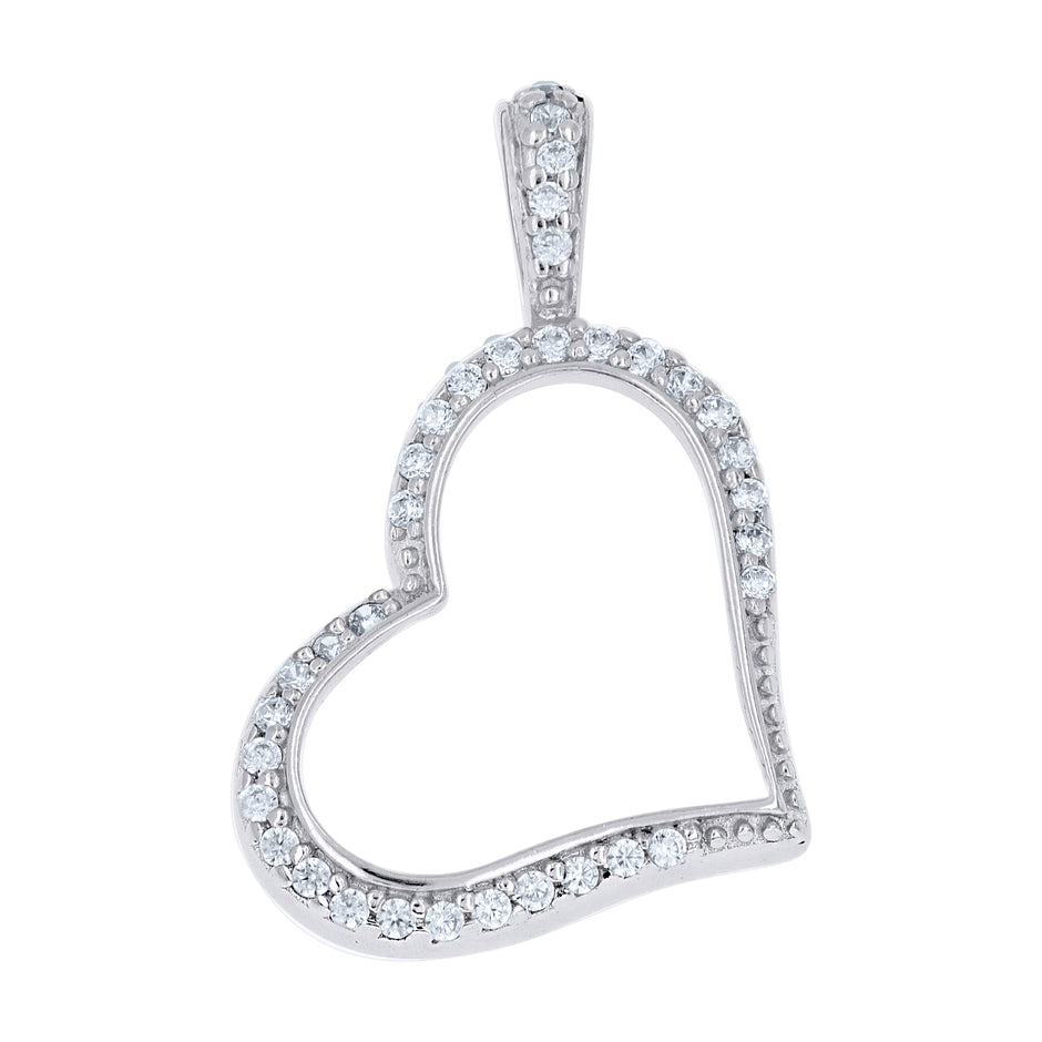 925 Sterling Silver Womens Cz Heart Charm Pendant