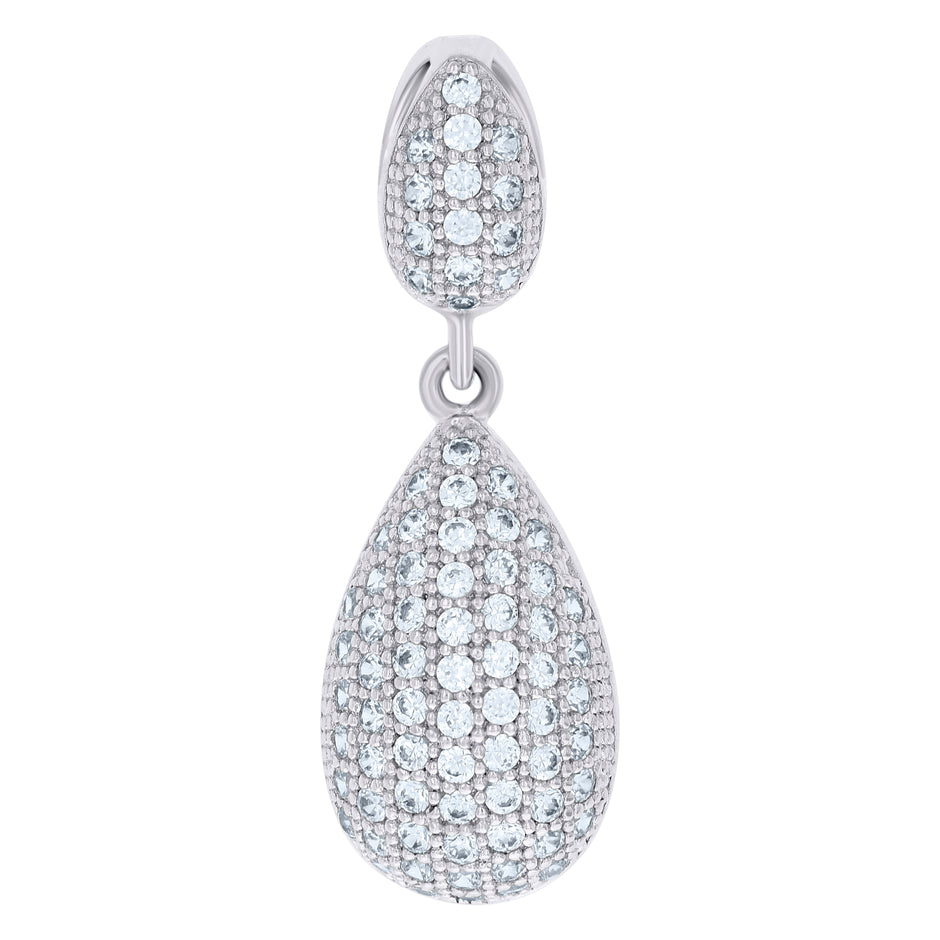 925 Sterling Silver Women Cubic-Zirconia Tear Drop Fashion Charm Pendant 