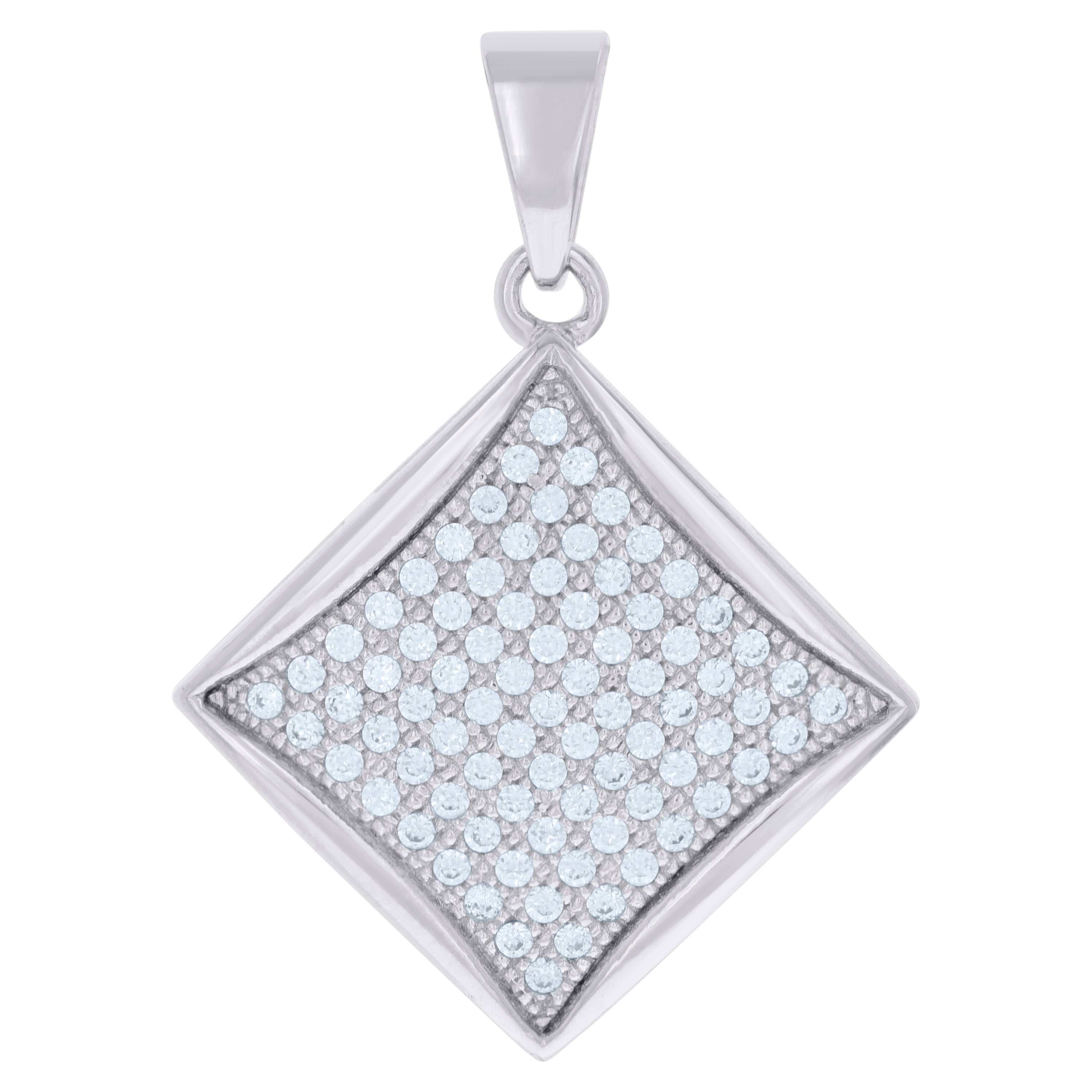 925 Sterling Silver Women Cubic-Zirconia Square Fashion Charm Pendant 