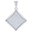 925 Sterling Silver Women Cubic-Zirconia Square Fashion Charm Pendant 
