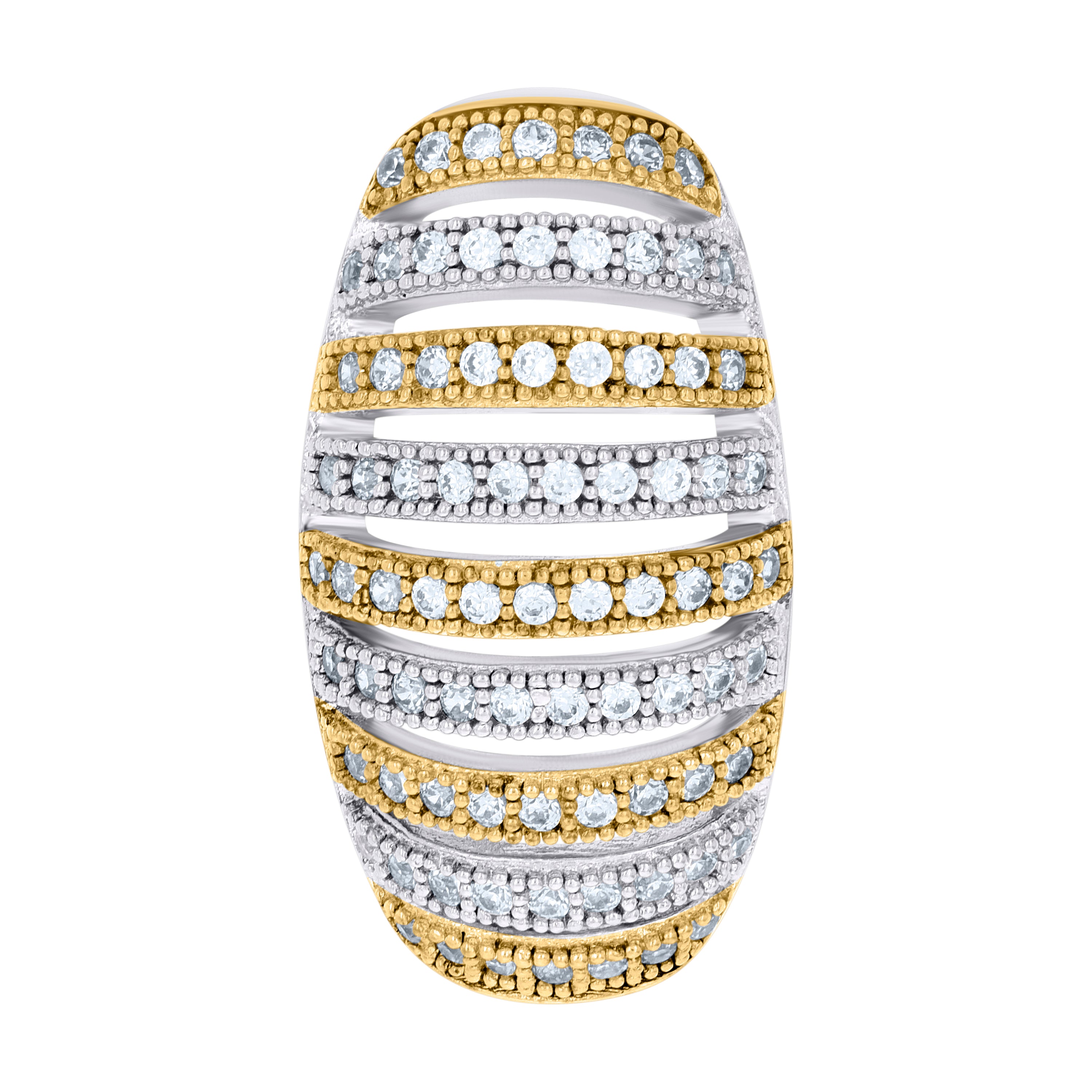 925 Sterling Silver Yellow-Tone Womens Cubic-Zirconia Fashion Charm Pendant