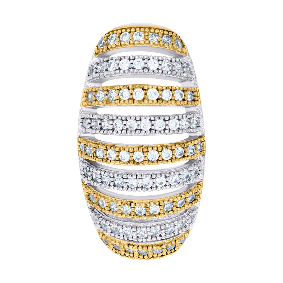 925 Sterling Silver Yellow-Tone Womens Cubic-Zirconia Fashion Charm Pendant