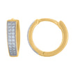 925 Sterling Silver Yellow-Tone Womens Cubic Zirconia Double Row Hoop Earrings