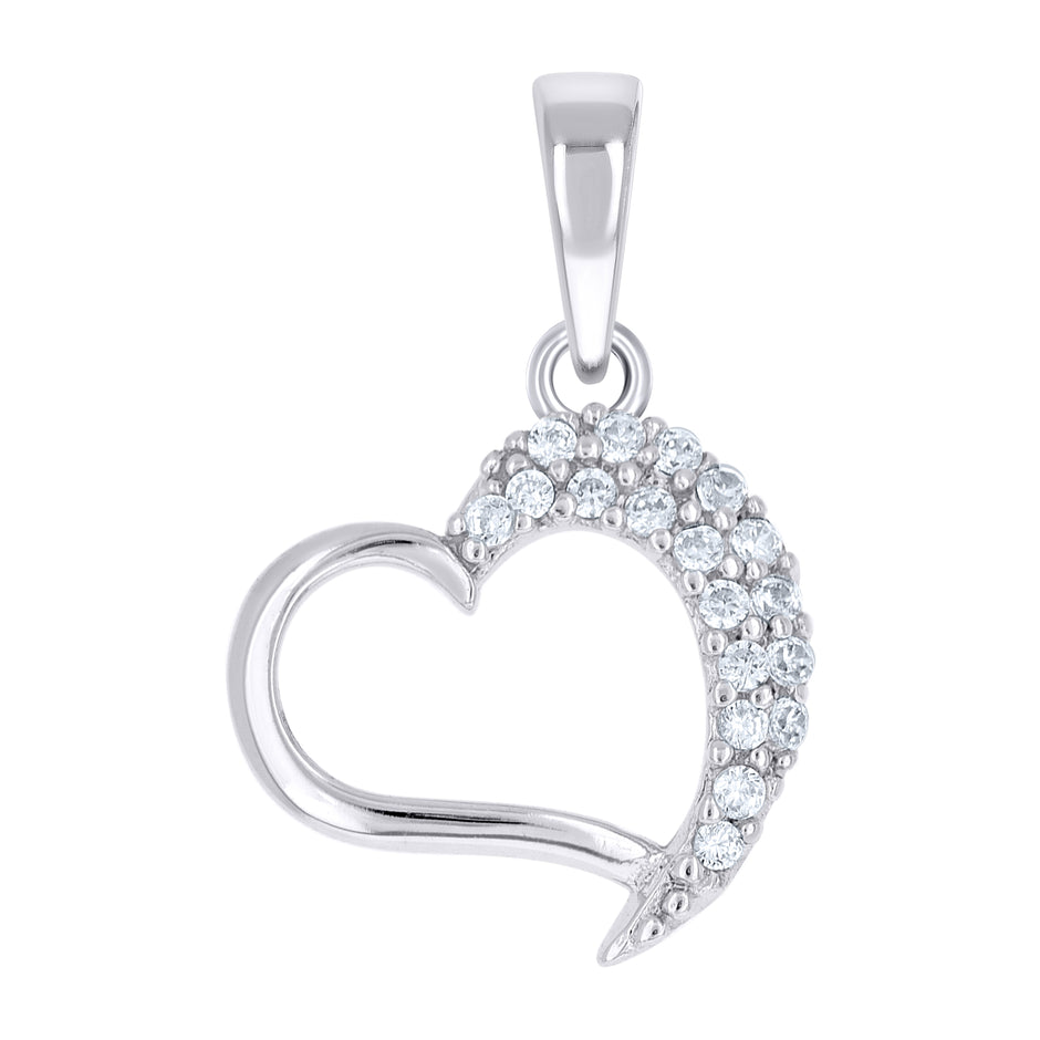 925 Sterling Silver Womens Cz Heart Charm Pendant
