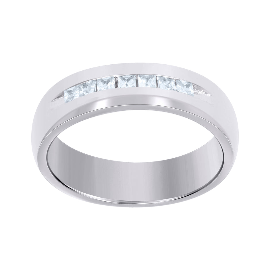 925 Sterling Silver Womens CZ Size-8 Princess-Cut Center Stones Bridal Wedding Anniversary Engagement Ring Band