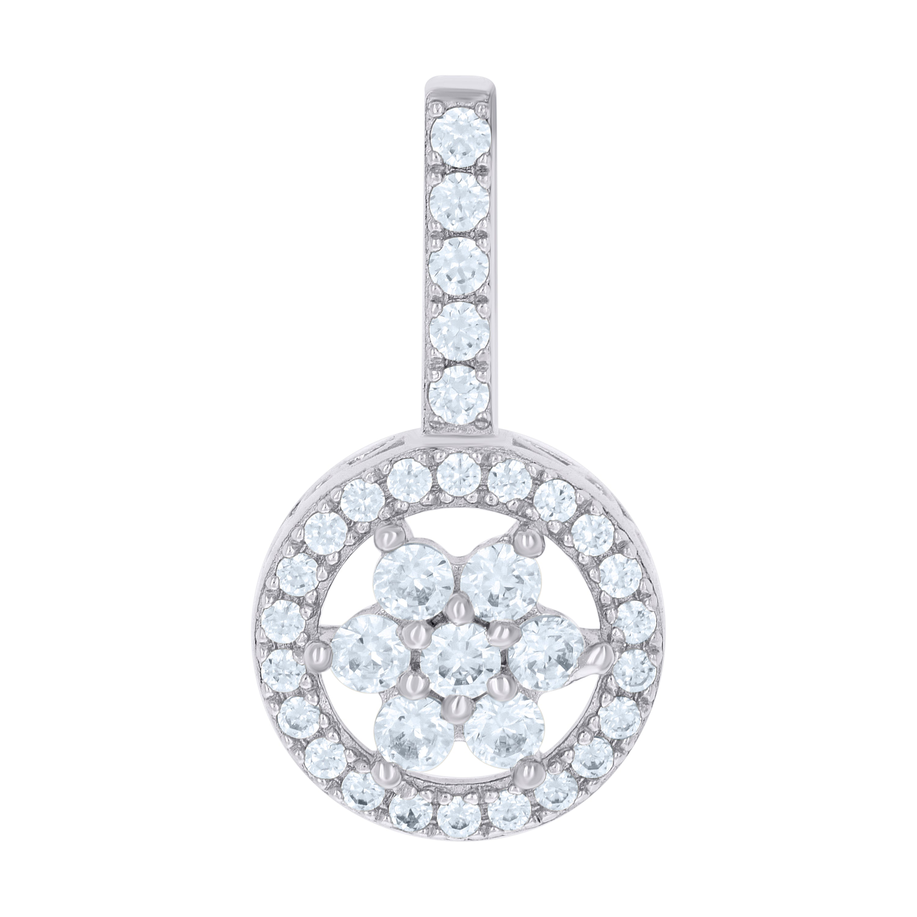 925 Sterling Silver Womens Cubic-Zirconia Flower Fashion Charm Pendant