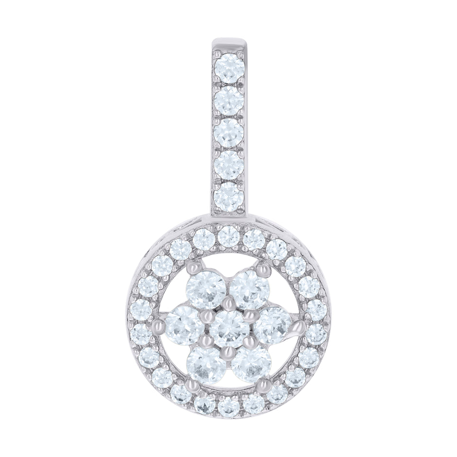 925 Sterling Silver Womens Cubic-Zirconia Flower Fashion Charm Pendant