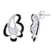 925 Sterling Silver Black-Tone Womens Black White Round Cubic-Zirconia Fashion Stud Earrings 