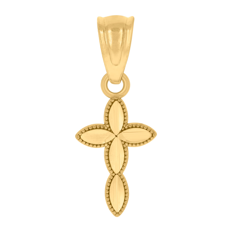 10kt Yellow Gold Diamond-Cut Womens Cross Religious Charm Pendant