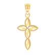 10kt Yellow Gold Diamond-Cut Unisex Cross Religious Charm Pendant