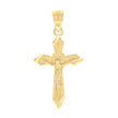 10kt Yellow Gold Diamond-Cut Unisex Cross Crucifix Religious Charm Pendant