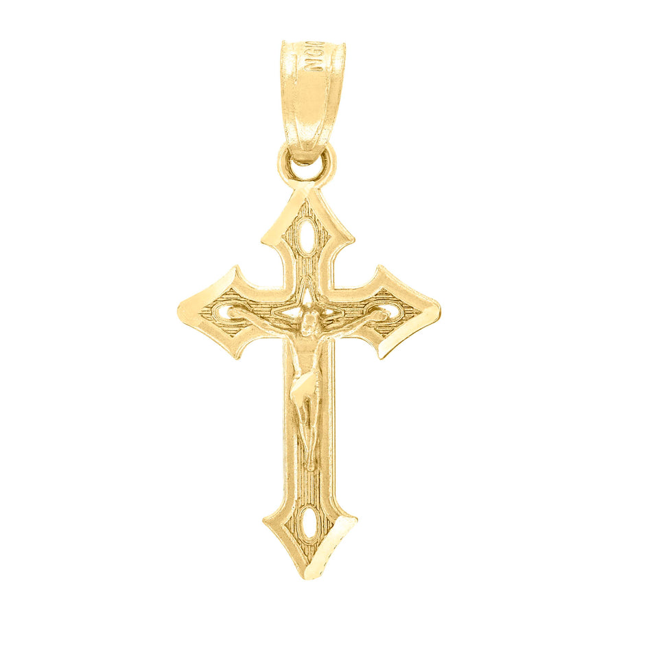 10kt Yellow Gold Unisex Crucifix Cross Religious Charm Pendant