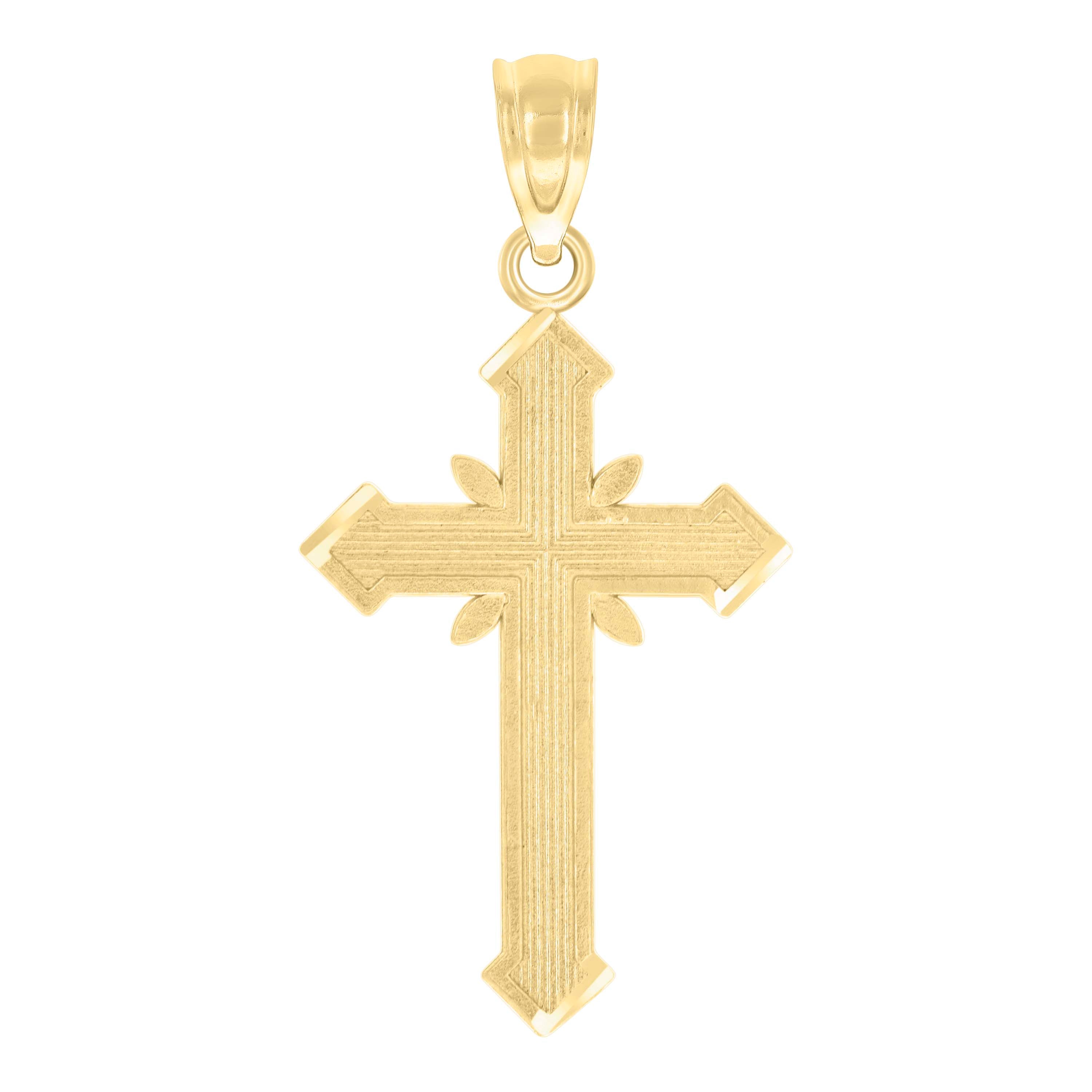 10kt Yellow Gold Diamond-Cut Unisex Cross Religious Charm Pendant