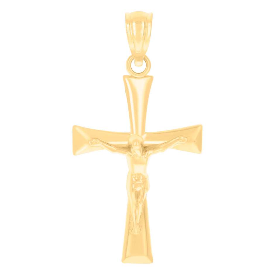 10kt Yellow Gold Unisex Cross Crucifix Religious Charm Pendant