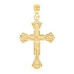 10kt Yellow Gold Unisex Textured Crucifix Cross Religious Charm Pendant