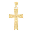 10kt Yellow Gold Unisex Textured Crucifix Cross Religious Charm Pendant