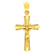 10kt Yellow Gold Diamond-Cut Unisex Cross Crucifix Religious Charm Pendant