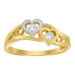 10kt Two-Tone Gold Womens Cubic Zirconia Double Heart Ring