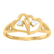 10kt Yellow Gold Womens Cubic Zirconia Double Heart Engagement Ring