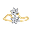 10kt Two-Tone Gold Womens Cubic-Zirconia Bypass Flower Fashion Ring
