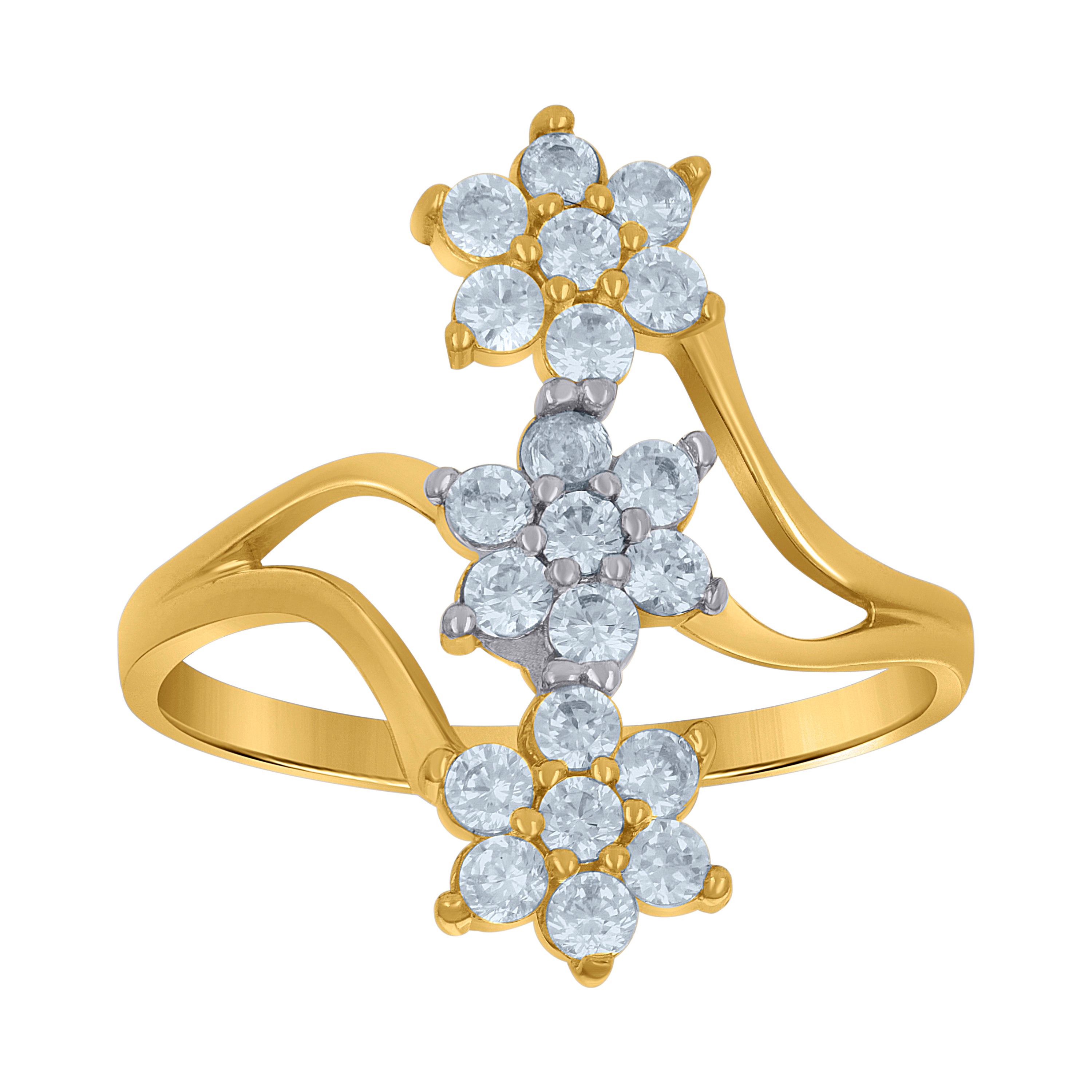 10kt Two-Tone Gold Womens Cubic-Zirconia Flower Fashion Ring 