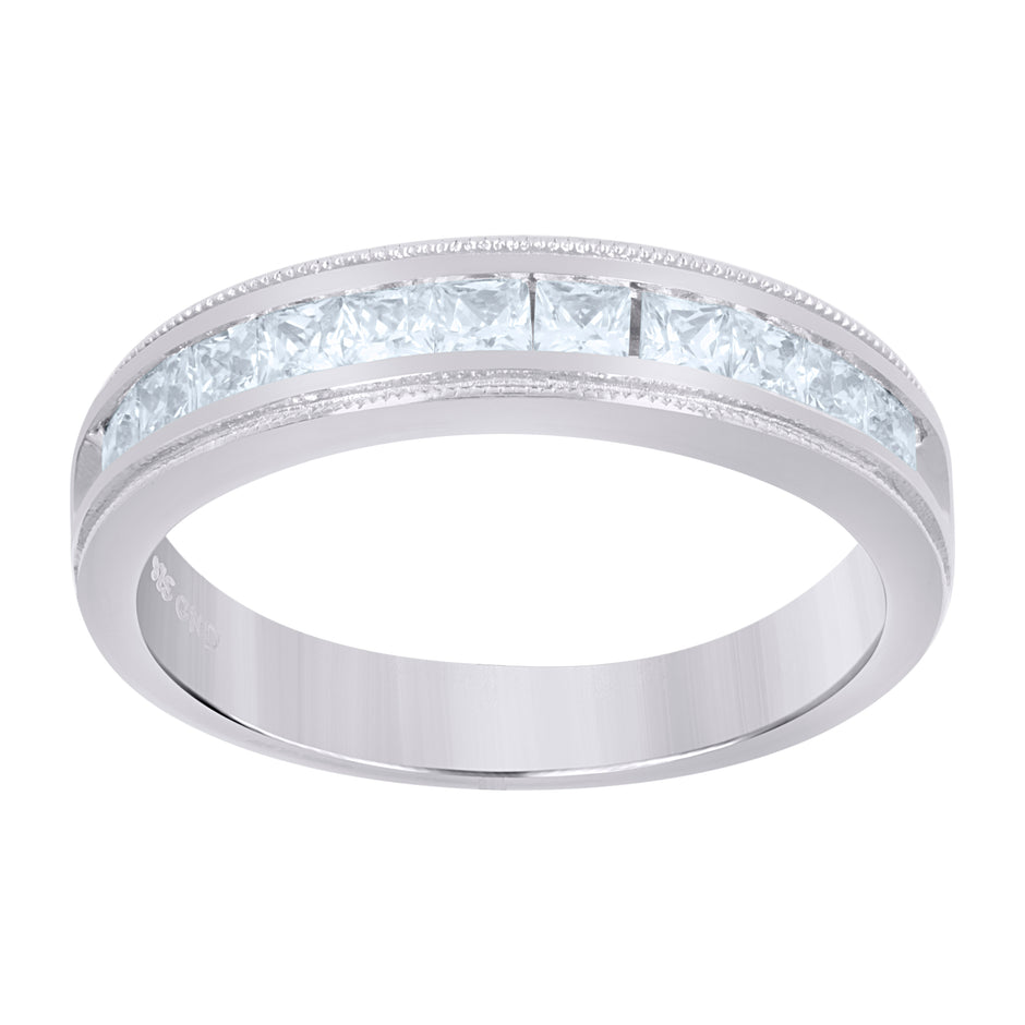 925 Sterling Silver Womens CZ Size-7 Princess-Cut Center Stones Bridal Wedding Anniversary Engagement Ring Band
