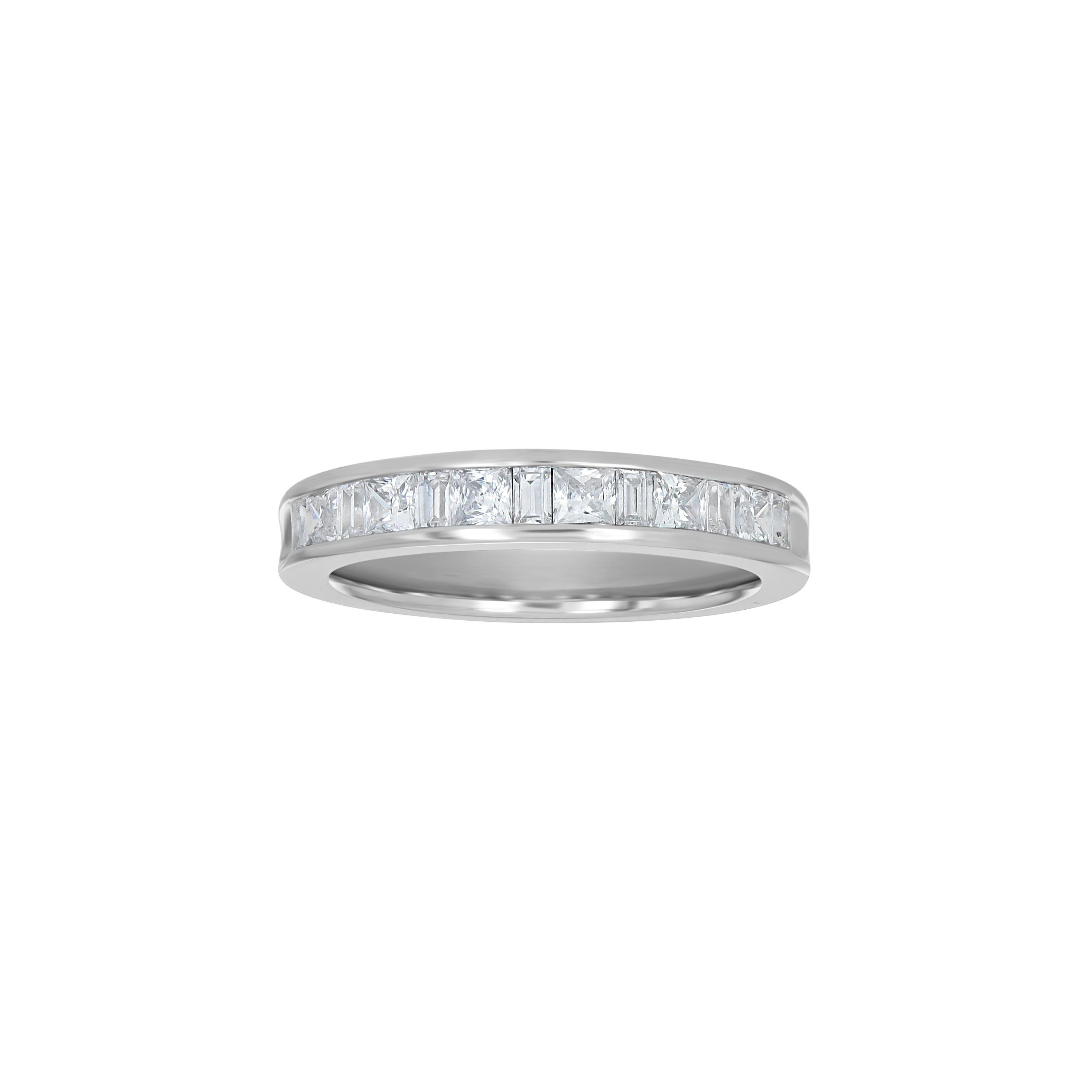 925 Sterling Silver Womens CZ Size-7 Princess Baguette Center Stones Bridal Wedding Anniversary Engagement Ring Band - SLV-32339