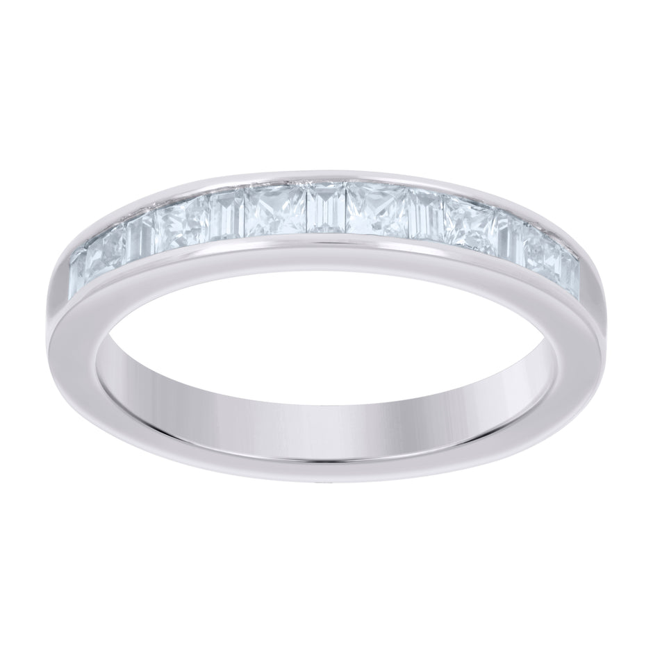 925 Sterling Silver Womens CZ Size-10 Princess Baguette Center Stones Bridal Wedding Anniversary Engagement Ring Band - SLV-32342