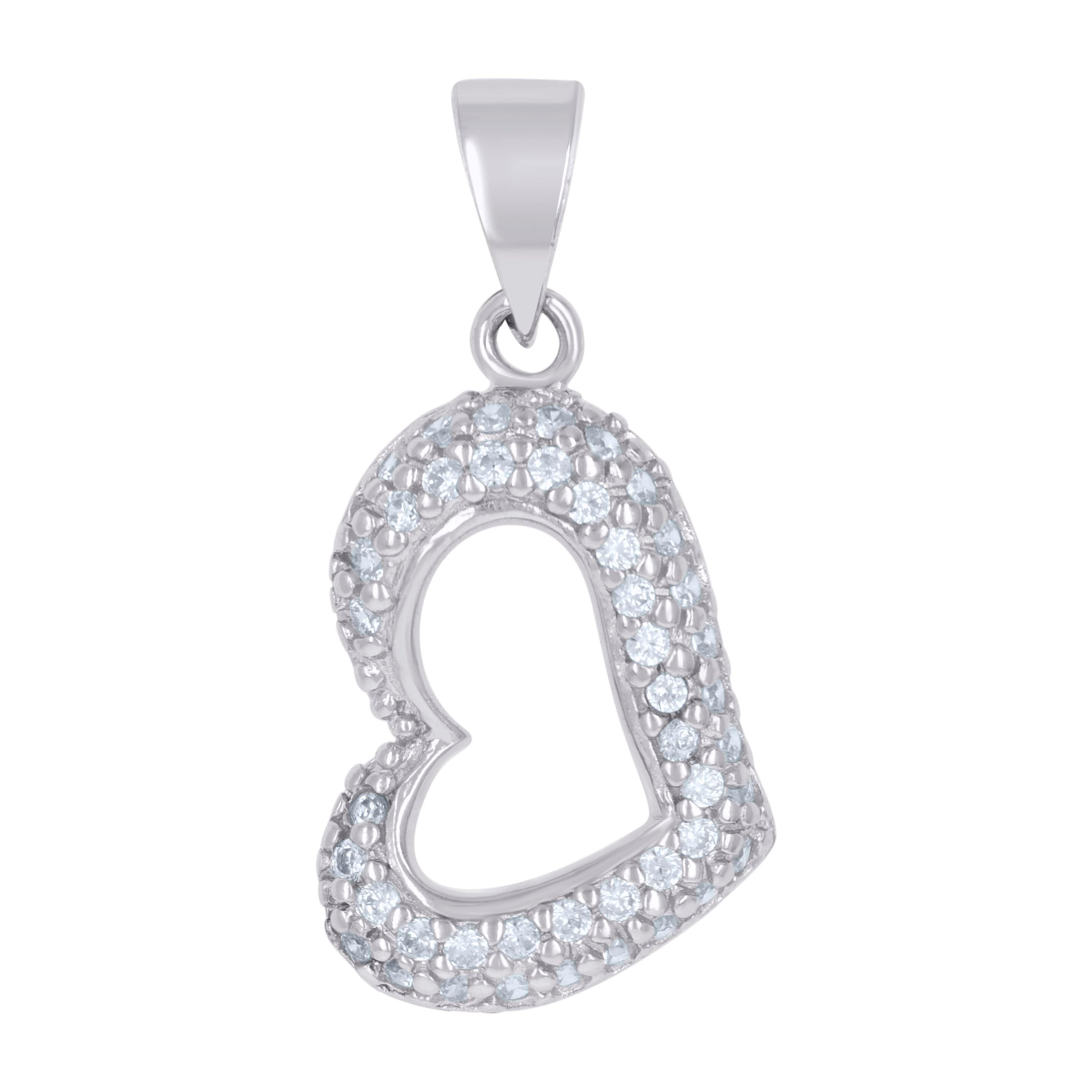 925 Sterling Silver Womens Cz Heart Charm Pendant