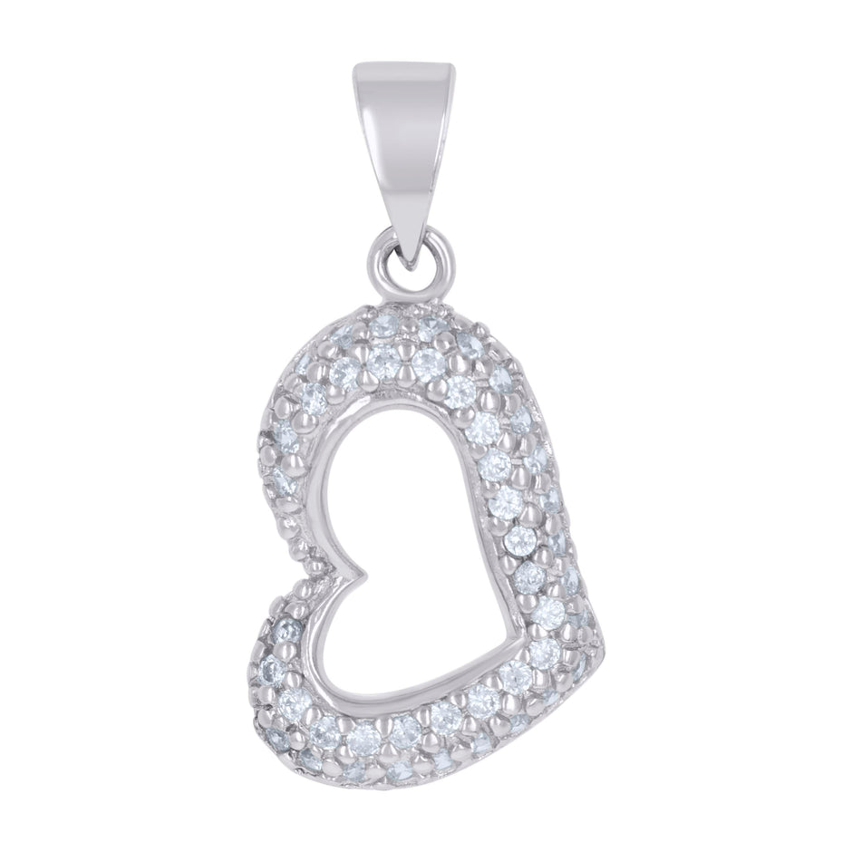 925 Sterling Silver Womens Cz Heart Charm Pendant
