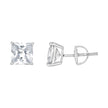 925 Sterling Silver Womens Cubic Zirconia Square Classic Studs Earrings
