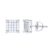 925 Sterling Silver Womens Cubic Zirconia Square Stud Earrings