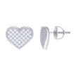 925 Sterling Silver Womens Cubic Zirconia Heart Stud Earrings