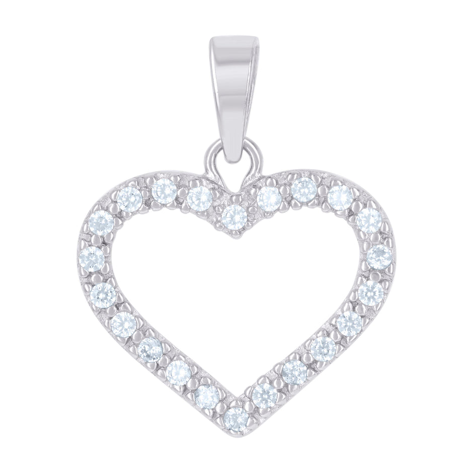 925 Sterling Silver Womens Cubic Zirconia Heart Charm Pendant