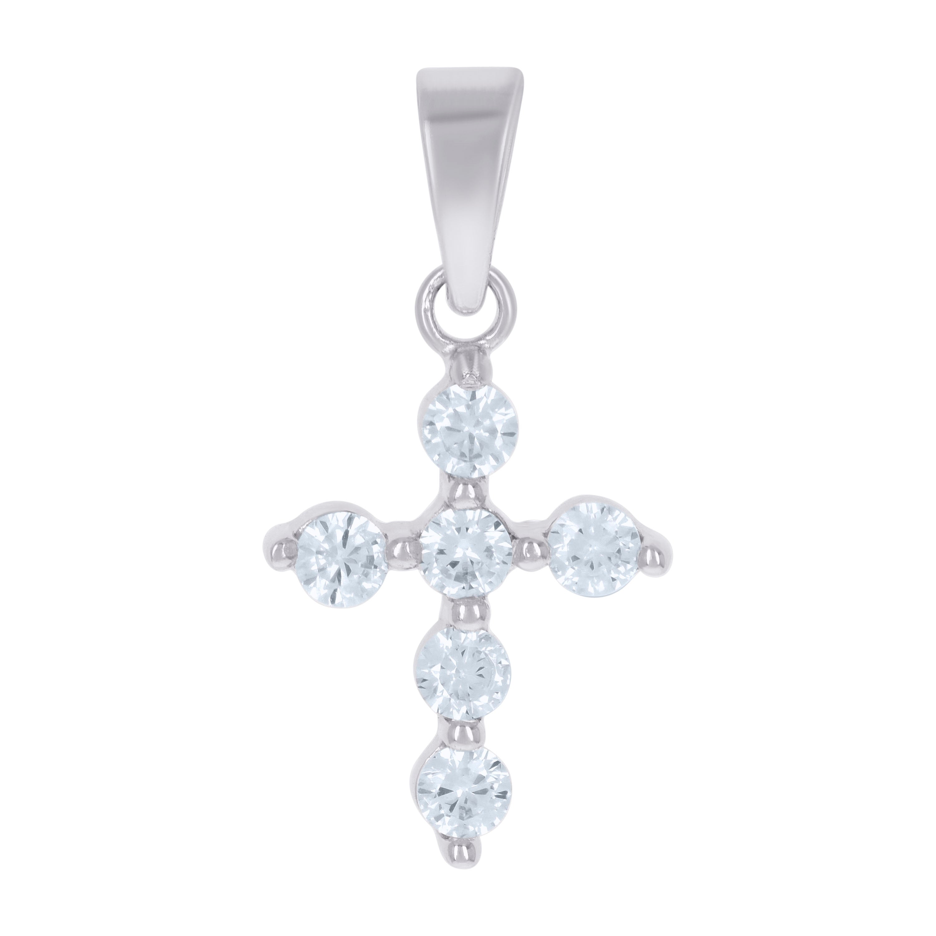 925 Sterling Silver Unisex Cz Cross Religious Charm Pendant