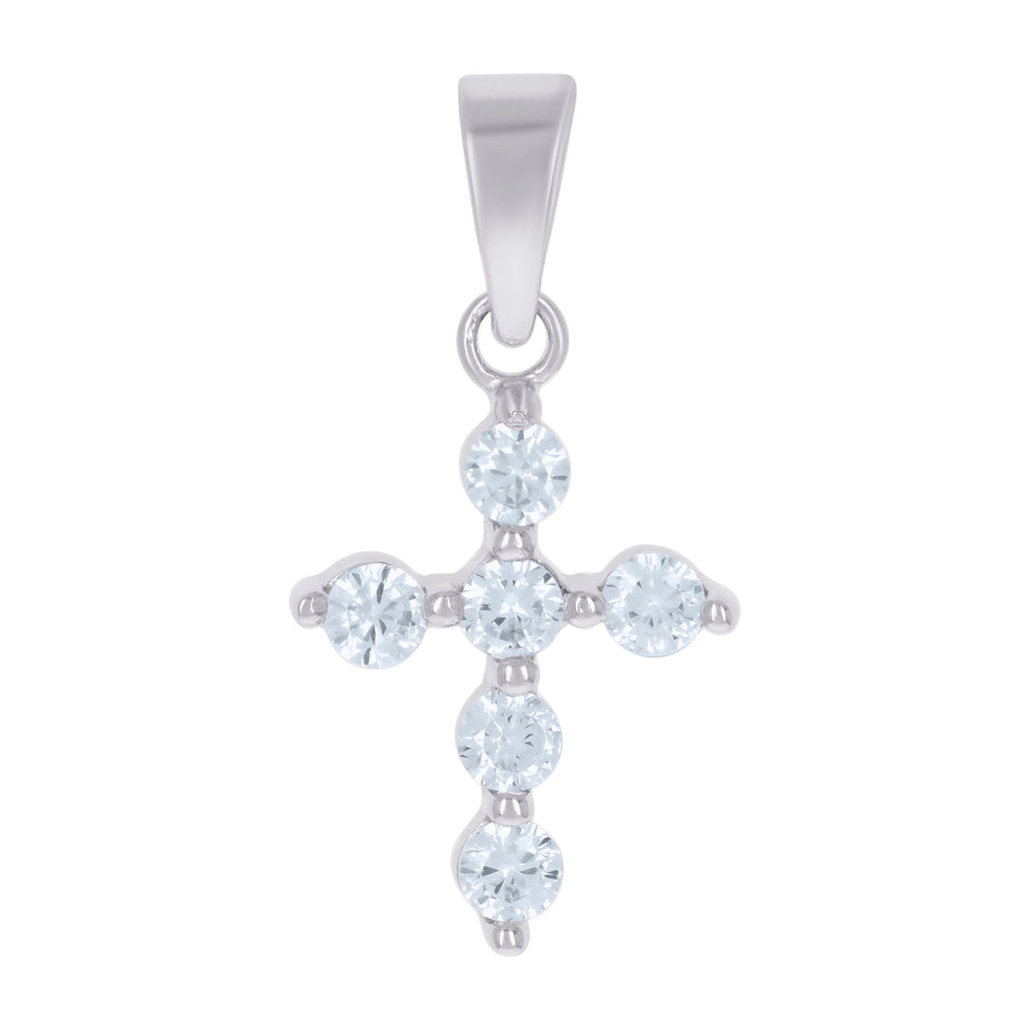 925 Sterling Silver Unisex Cz Cross Religious Charm Pendant