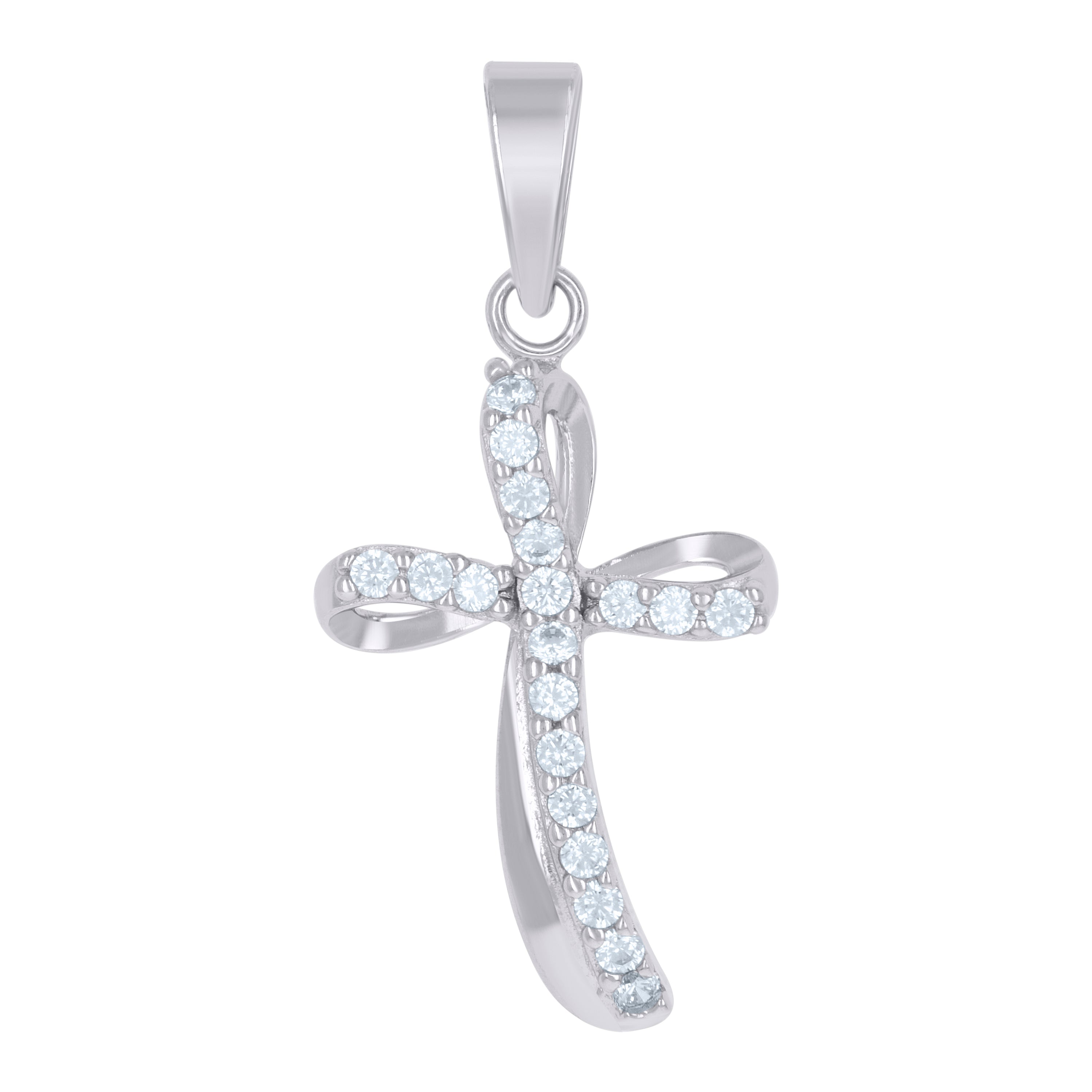 925 Sterling Silver Unisex Cz Cross Religious Charm Pendant