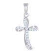925 Sterling Silver Unisex Cz Cross Religious Charm Pendant