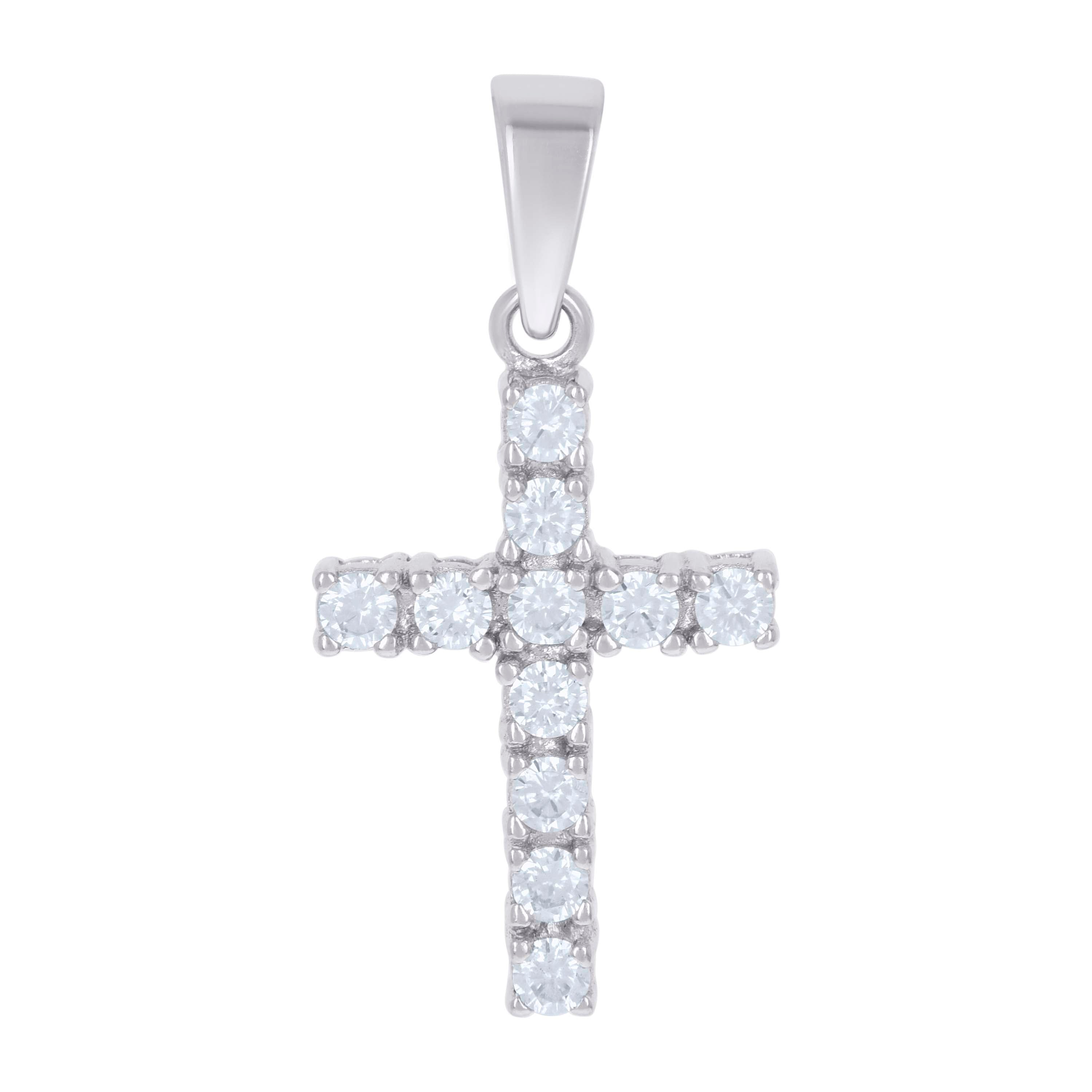 925 Sterling Silver Mens Cubic Zirconia Cross Religious Charm Pendant