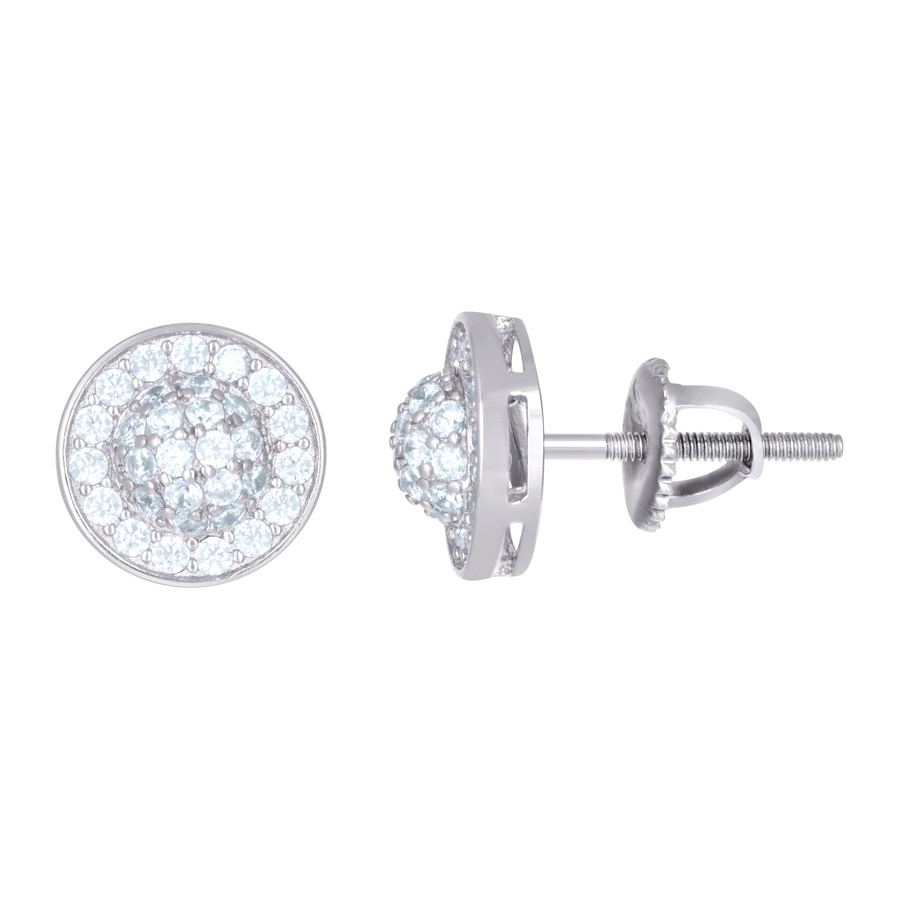925 Sterling Silver Womens Cubic Zirconia Round Stud Earrings