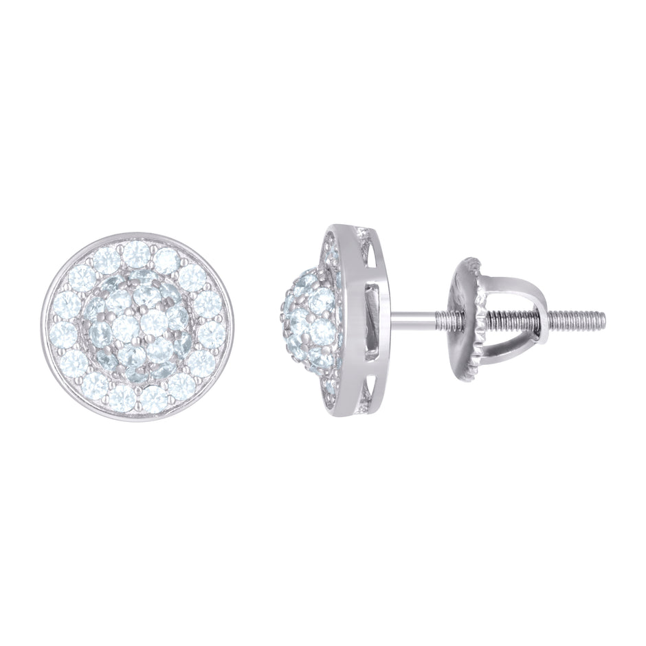 925 Sterling Silver Womens Cubic Zirconia Round Stud Earrings