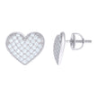 925 Sterling Silver Womens Cubic Zirconia Heart Stud Earrings