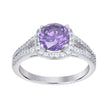 925 Sterling Silver Womens Cubic Zirconia Size-8 Purple Color Center Stone Wedding Engagement Anniversary Band Ring - SLV-38336